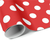Red White Extra Large Polka Dot Muster Geschenkpapier (Rolleneckpunkt)