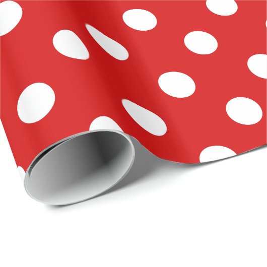 Red White Extra Large Polka Dot Muster Geschenkpapier (Rolleneckpunkt)