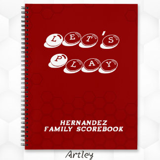 Red White Family Name Board Game Scorebook Notizblock
