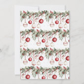 Red White Festive Ornaments Baubles Holiday Party Einladung (Rückseite)