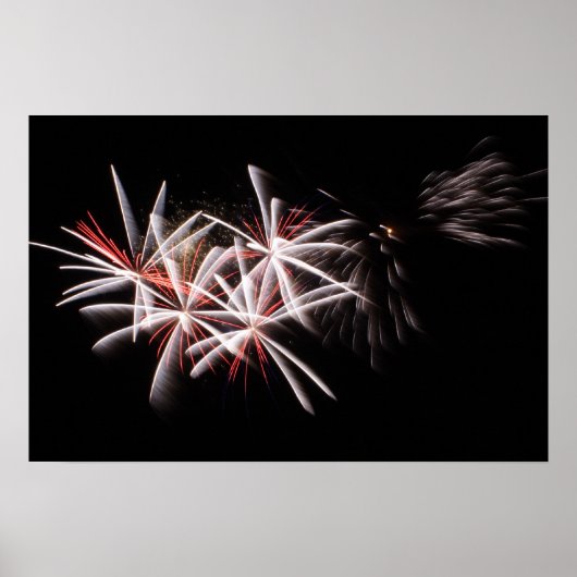 Red White Fireworks Display Foto Poster (Vorne)