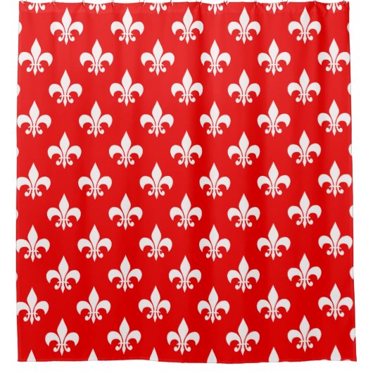 Red White Fleur-de-lis Duschvorhang (Vorderseite)
