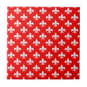 Red White Fleur-de-lis Fliese (Vorderseite)