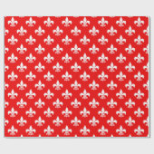 Red White Fleur-de-lis Geschenkpapier (Flach)