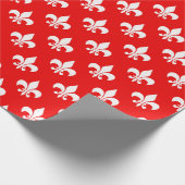 Red White Fleur-de-lis Geschenkpapier (Ecke)