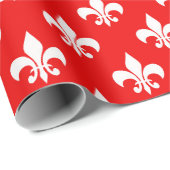 Red White Fleur-de-lis Geschenkpapier (Rolleneckpunkt)