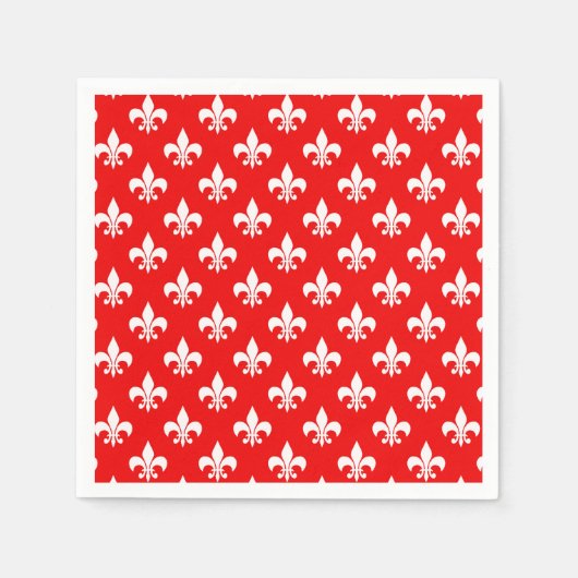 Red White Fleur-de-lis Serviette (Vorderseite)