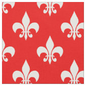 Red White Fleur-de-lis Textile Stoff (Nahaufnahme)