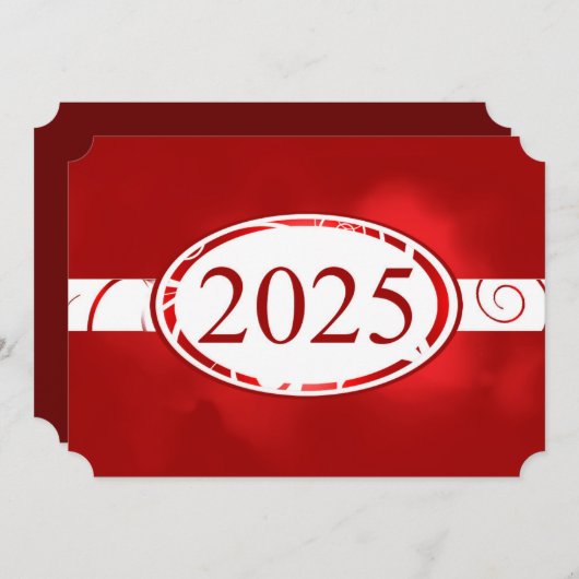 Red & White Floral Button 2025 Graduation Party Einladung (Vorne/Hinten)