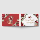 Red White Floral Charro Cowboy Boots Quinceanera Gästebuch (Voll)