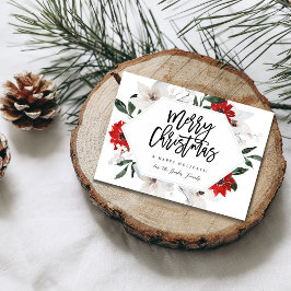 Red & White Floral Frohe Weihnachtskarte Einladung