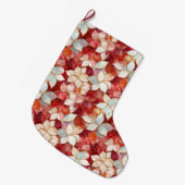 Red White Floral Großer Weihnachtsstrumpf (Vorderansicht (hängend))