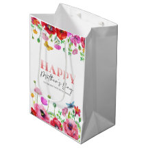 Red White Floral Happy Mütter Grußkarte