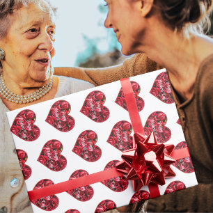 Red White Floral Moderne Elegante Happy Mothers Da Geschenkpapier