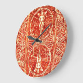 RED WHITE FLORAL SWIRLS AND ANGELS GROßE WANDUHR (Winkel)