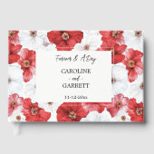 Red White Floral Wedding Gästebuch (Vorderseite)