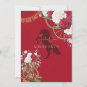 Red White Floral Wild West Charro Quinceañera XV Save The Date (Rückseite)