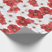 Red White Flowers Christmas Geschenkpapier (Ecke)
