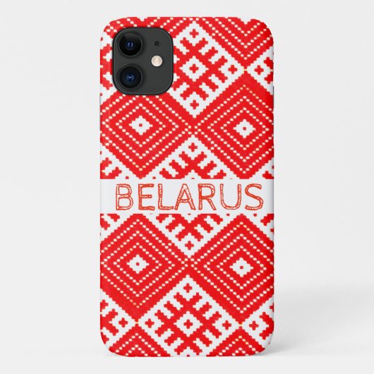 Red White Folk Muster Belarus iPhone 11 Fall Case-Mate iPhone Hülle (Rückseite)