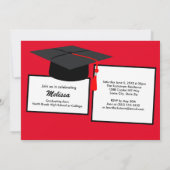 Red White Foto Modernes Graduate Party Einladung (Rückseite)