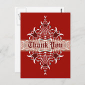 Red & White Fraktal Emblem Danke Postcard Postkarte (Vorne/Hinten)