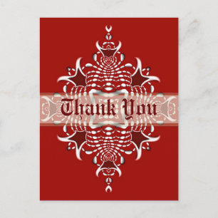 Red & White Fraktal Emblem Danke Postcard Postkarte