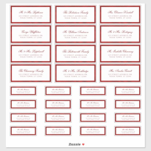 Red White Frame Mixed Guest Address Labels (Blatt)