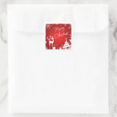 Red White FroChristmas Deer, Snowflakes Sticker (Tasche)