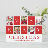 Red & White Frohe Weihnachten 5 Foto Collage (Stehend Vorderseite)