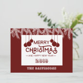 Red White Frohe Weihnachten und Glück Neujahr Pine (Stehend Vorderseite)