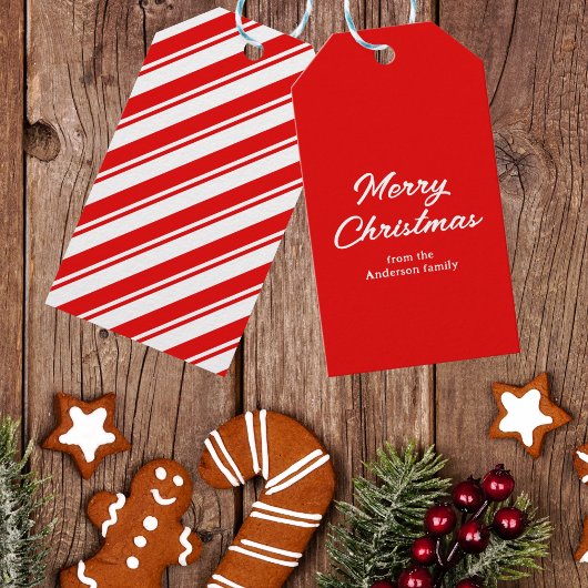 Red White Frohe Weihnachts-Individuelle Name Geschenkanhänger