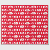 Red White Frohe Weihnachts-Muster Wrapping Papier Geschenkpapier (Flach)