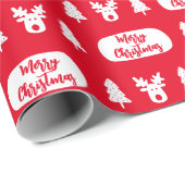 Red White Frohe Weihnachts-Muster Wrapping Papier Geschenkpapier (Rolleneckpunkt)