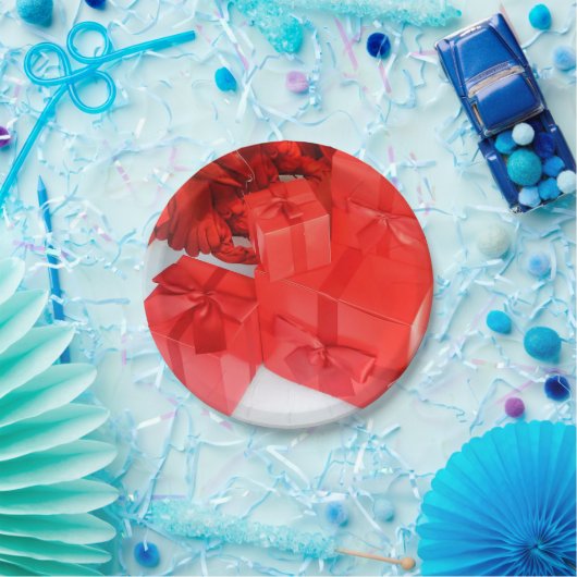 Red White Frohe Weihnachtsgeschenke Paper Teller (Party)