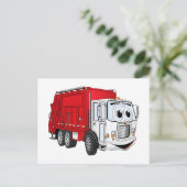 Red White Garbour Truck Cartoon Postkarte (Stehend Vorderseite)
