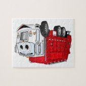 Red White Garbour Truck Cartoon Puzzle (Horizontal)