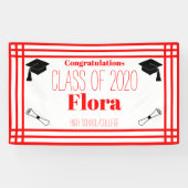 Red White Geometric Graduation Party Banner (Horizontal)