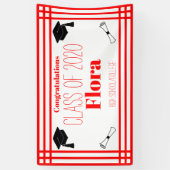 Red White Geometric Graduation Party Banner (Vertikal)