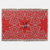 Red White Geometric Maple Woven Throw Blanket Decke (Vorderseite)