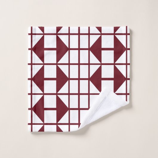 Red White Geometric Mitte Jahrhundert Moderne Badhandtuch Set (Waschlappen)