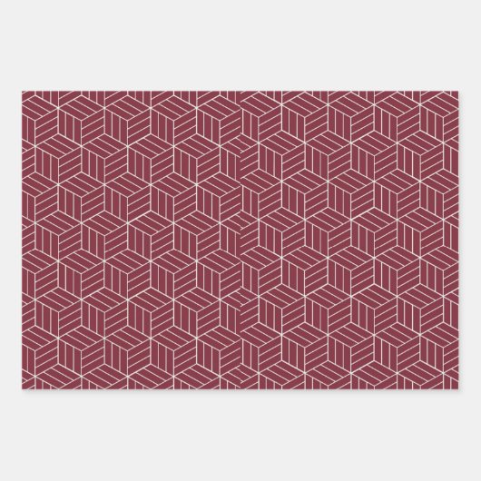 Red + White Geometric Muster | Geschenkpapier Set (Vorderseite 3)