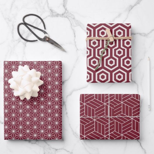 Red + White Geometric Muster | Geschenkpapier Set (Vorderseite)
