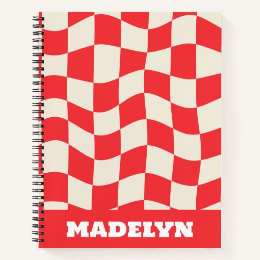 red& white geometric pattern monogram name notizblock (Vorderseite)