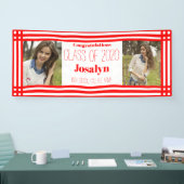 Red White Geometric Two Fotos Abschluss Banner (Messe)