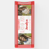 Red White Geometric Two Fotos Abschluss Banner (Vertikal)