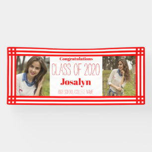 Red White Geometric Two Fotos Abschluss Banner