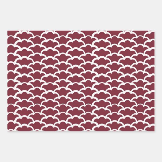 Red + White Geometric Wave Muster | Geschenkpapier Set (Vorderseite 3)