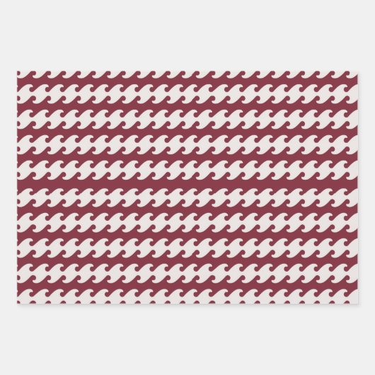 Red + White Geometric Wave Muster | Geschenkpapier Set (Vorderseite 2)