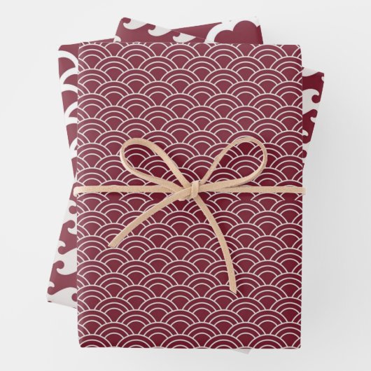 Red + White Geometric Wave Muster | Geschenkpapier Set (Beispiel)