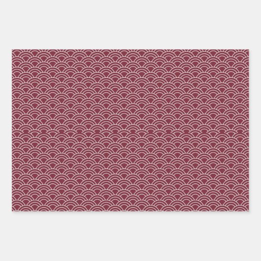 Red + White Geometric Wave Muster | Geschenkpapier Set (Vorderseite)